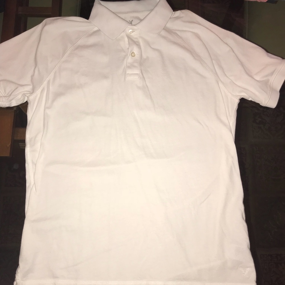 America. Eagle white 3 button collared shirt